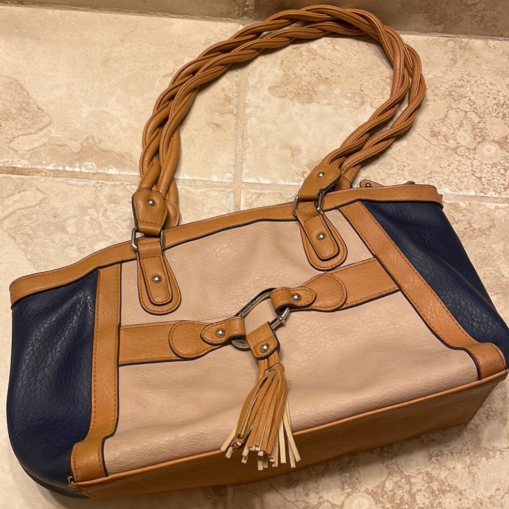 Navy Blue‎ and Tan Rossetti Purse